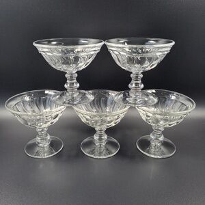 VTG Fostoria Colony 2412 Swirl‎ Footed Low Champagne Tall Sherbet Set Of 5